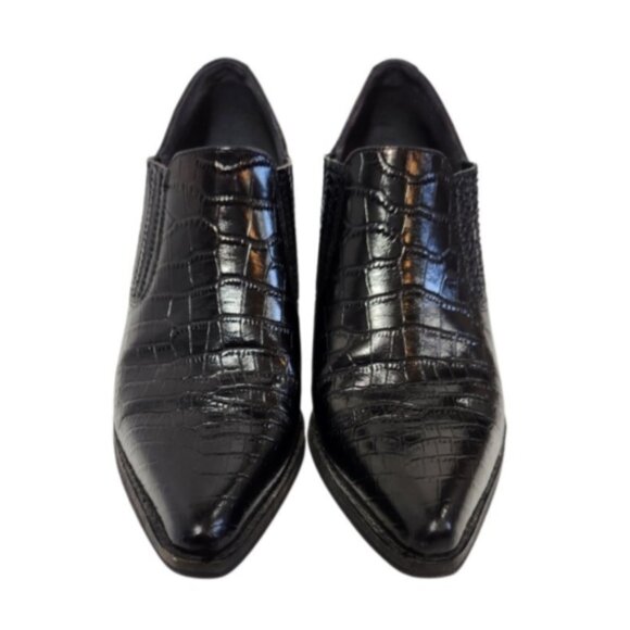 Sam Edelman Walton Croc Embossed Leather Ankle‎ Booties - Picture 2 of 16